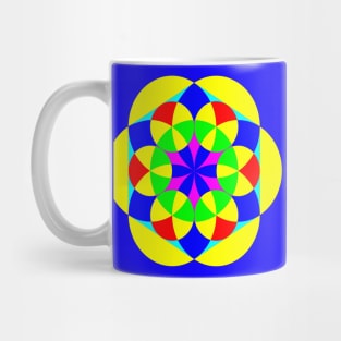 Green, red, blue and yellow pattern. Mug